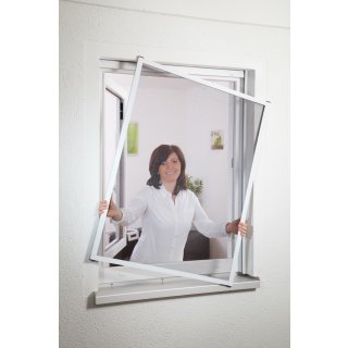 Master Slim - Fliegengitter Alu Fensterbausatz 80 x 100 cm weiß
