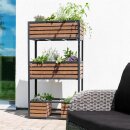 Hochbeet CUBE Metall & Holz - 3 Etagen Gemüsebeet Kräuterbeet - Beet für Terrasse Balkon & Garten